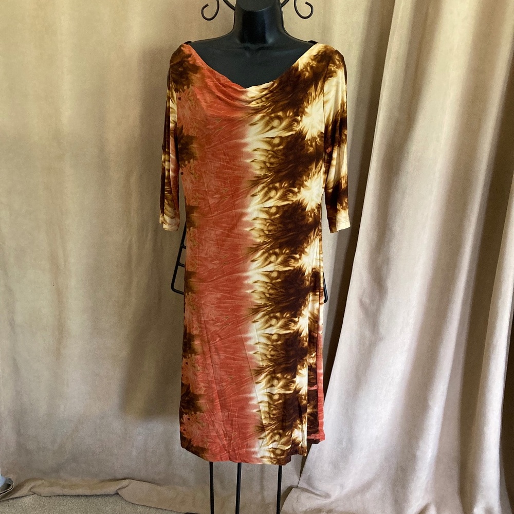 Portrait Draped Neck Sheath Dress, size L